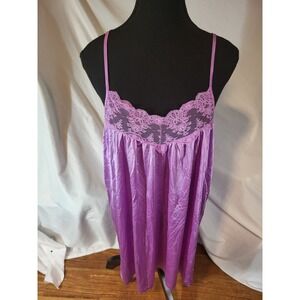 Vtge Purple Etoile Size Large Lace Nightgown